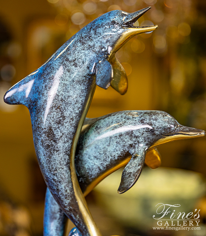 Bronze Statues  - Table Top Bronze Dolphin Statue - BS-1651